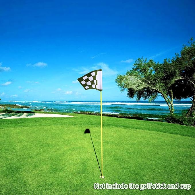 Golf Flag,Green Golf Flags,Solid Nylon and Checkered Training Golf Putting Green Flags, Indoor Outdoor Backyard Garden Portable Golf Target Flags,8.7inch*6inch (White-Green)