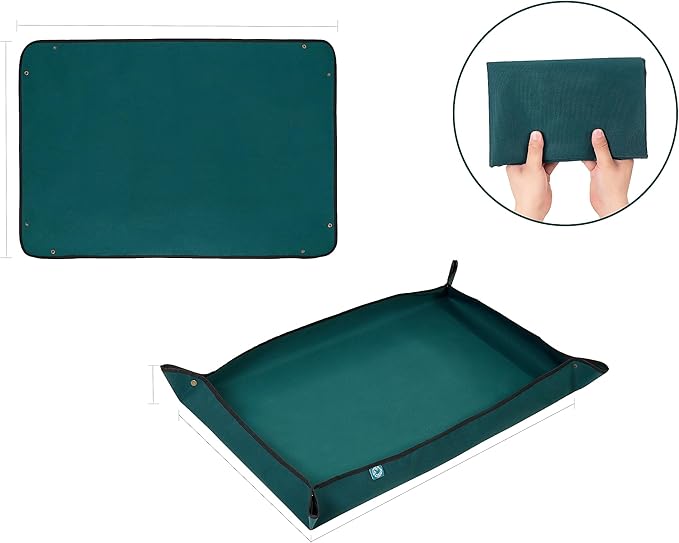 KONMAY Foldable Thicken Repotting Mat Tool Set - 40''X60'' Waterproof Potting Tray, Shovel and Garden Glove for Indoor and Outdoor Transplanting and Soil Mess Control