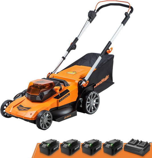 LawnMaster CLMF4821A Cordless Lawn Mower Brushless 48V MAX* 21Inch 3-in-1 Function Up to 1/2 Acre with 4X24V MAX* 4.0Ah Battery and a Dual Charger