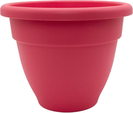 The HC Companies 6 Inch Caribbean Planter - Lightweight Indoor Outdoor Plastic Plant Pot for Herbs and Flowers, Pink Rose