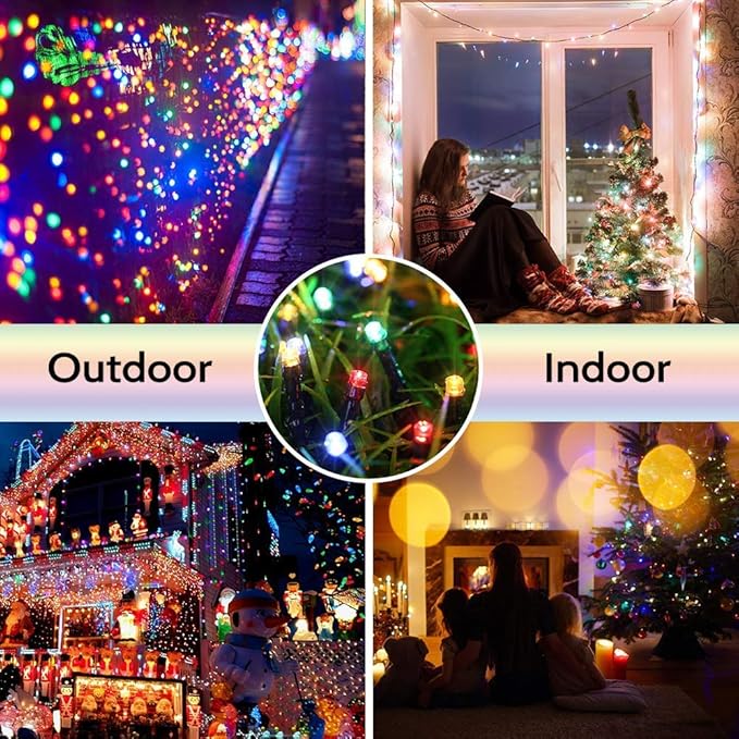 Toodour Solar Christmas Lights, 121ft 350 LED 8 Modes Solar String Lights, Waterproof Solar Outdoor Christmas Lights for Garden, Patio, Holiday, Party, Balcony, Christmas Decorations (Multicolor)