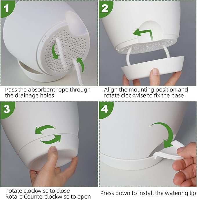 Planters for Indoor Plants, 8/7/6.5/6/5.5/5 Inch Self Watering Planters with Drainage Hole, Plastic Planters Flower Pots for Indoor Outdoor Plants (Matte White)