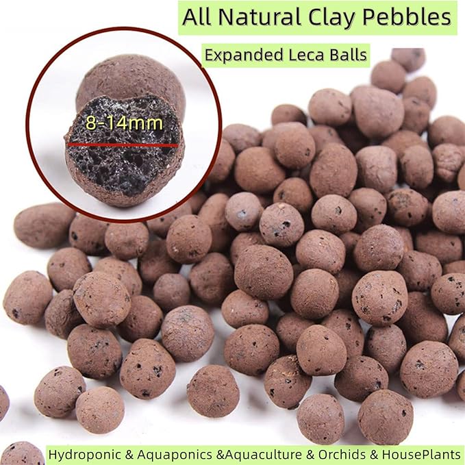 10LBS Expanded Original Clay Pebbles Hydroponics Gardening Leca Clay Grow Media for Orchids,Aquaponics, Aquarium Fish Tank Substrate,8-14mm