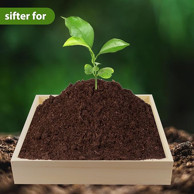 Soil Sifter for Garden,Wooden sifter for gardening，Multi-Purpose Soil Screen Wood Dirt Sifter Hand Held Cedar Garden Sifter for Compost,Plant flowers Sifter for Compost, Dirt and Potting Soil.