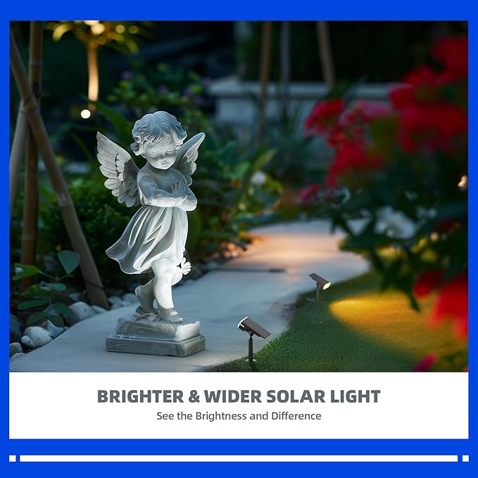 Barrina 36 LEDs Landscape Solar Spotlights, Solar Powered Dusk-to-Dawn Outdoor Garden Lights, 6500K & 2700K, 360° Horizontal Adjustable Spotlights for Garden Yard Patio Driveway Porch, 4 Packs