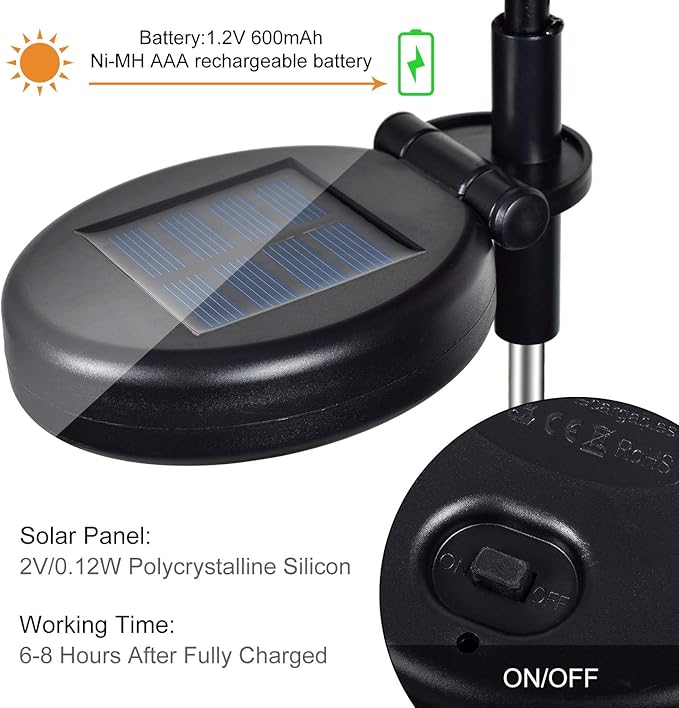 2 Pack Outdoor Solar Lights Christmas Decorations, Cross Stake Lights with Faux Poinsettia Pine Cones Red Berries and Foliage for Garden Patio Grave