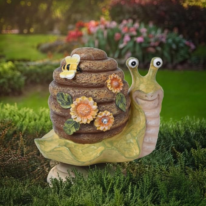 Solar Garden Outdoor Decor Snail Figurine with Lights, Outside - Ideal Outdoor Decorations for Yard, Lawn & Pathway Walkway Ornaments Clearance Housewarming Gifts for Mom Grandma Birthday (Yellow)