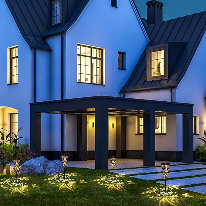 2 Pack Butterfly Solar Pathway Lights Outdoor,Metal Garden Decorations Outdoor Lights with Patterns and Warm Light,Waterproof Landscape Lighting for Path Patio Backyard Walkway Yard