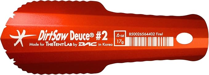 DirtSaw® Deuce #2 - .6 oz Ultralight Backpacking Trowel, Color: FIRE