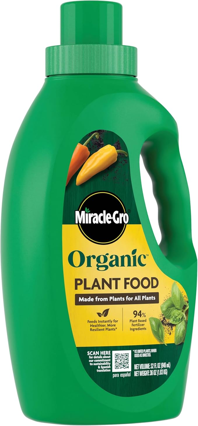 Miracle-Gro Organic Plant Food, Made from Plants for All Plants, Use with Indoor or Outdoor Container Plants and In-Ground Gardens, OMRI Listed, 32 oz.