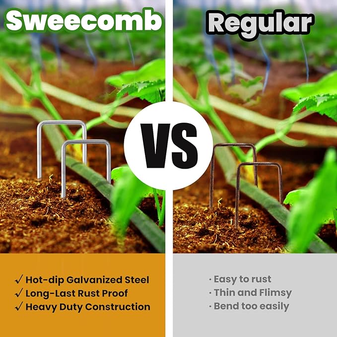 6 Inches Landscape Staples, Garden Stakes Securing Pegs for Securing Weed Fabric Landscape Fabric Netting Ground Sheets and Fleece, Heavy Duty Metal Tent Stakes, Halloween Decorations (20, Silver)