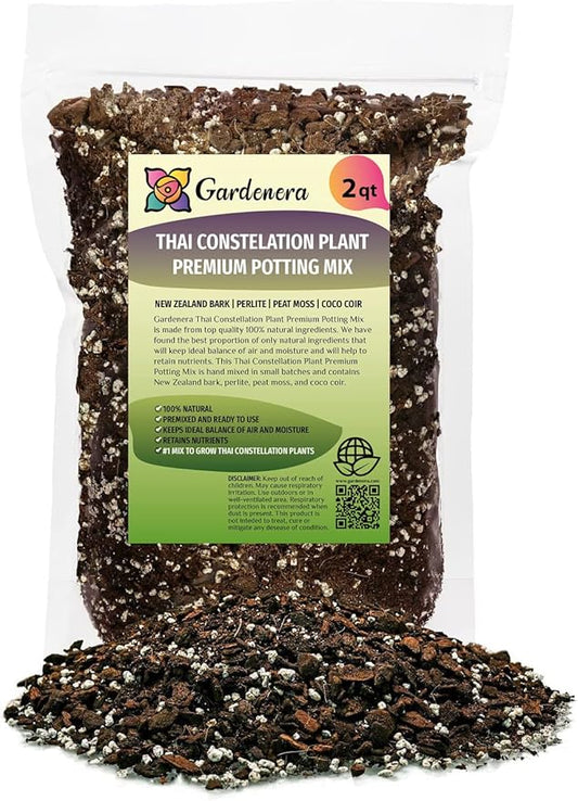 Premium Thai Constellation Monstera Soil Mix - Expertly Formulated for Strong and Healthy Roots by Gardenera - 2 Quart