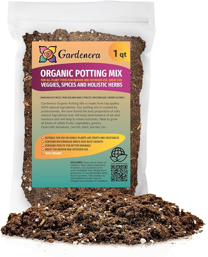 Organic Potting Mix for All Plant Types for Indoor and Outdoor Use, Great for Veggies, Spices, and Holistic Herbs - (1 Quart Bag)