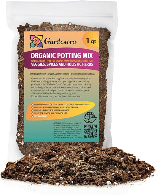 Organic Potting Mix for All Plant Types for Indoor and Outdoor Use, Great for Veggies, Spices, and Holistic Herbs - (1 Quart Bag)
