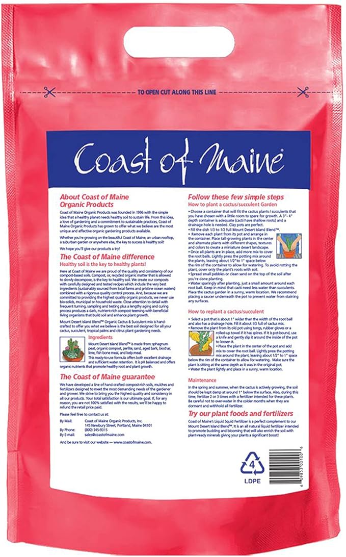 Coast of Maine Mount Desert Island Blend Organic and Natural Cactus and Succulent Mix, 8qt (Pack of 2)
