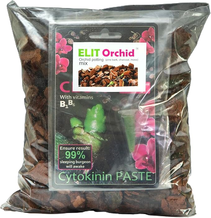 Premium Orchid Potting Mix - 3 Quarts Blend with Bark, Charcoal & Moss - Bonus Burgeon Awakening Fertilizer for Enhanced Growth & Bloom