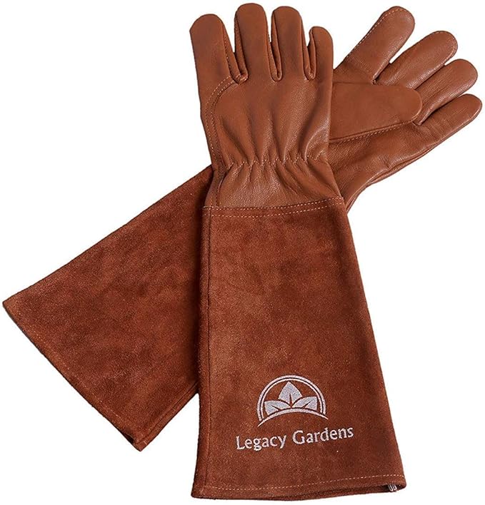 Thorn Resistant Leather Gardening Gloves for Men & Women – Long Gauntlet Rose Pruning Gloves with Forearm Protection for Pruning and Yard Work (2XL, Brown)