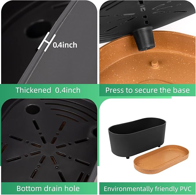 QCQHDU 2 Pack Window Planter Box 16” x 7", Self Watering Plant Pots for Indoor Plants Home Garden Flower Pot with Drainage Hole and Tray