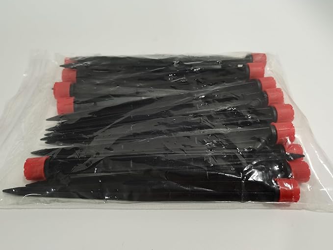 Kalolary 20PCS Drip Emitters for Irrigation, 1/4 Inch Drip Irrigation Emitters Parts 360 Degree Adjustable Water Flow Sprayer with Stake for 4/7mm Tube Micro Drippers System for Lawn Yard Pot (Red)