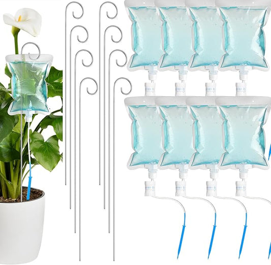 Norme Plant Drip Irrigation Set 500 ml Drip Water Bag Plant Waterer with Support Rod Plant Watering Stakes Self Watering Spikes Automatic Watering System for Potted Plants Indoor Outdoor(12 Pcs)