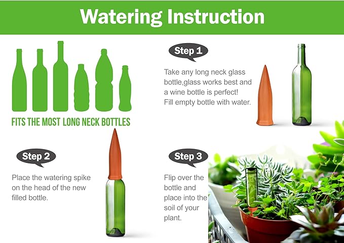 Automatic Plant Waterer Terracotta Self Watering Spikes Drippers Irrigation System for Vacation or Holiday (8Pack)