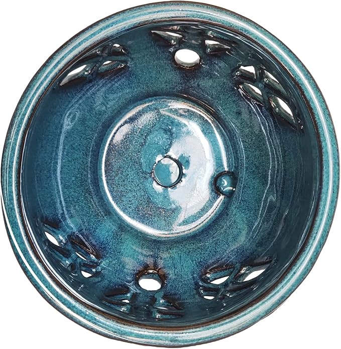 W&W Orchid Pot with Holes and Saucer for Repotting, Teal, 6.5 Inches