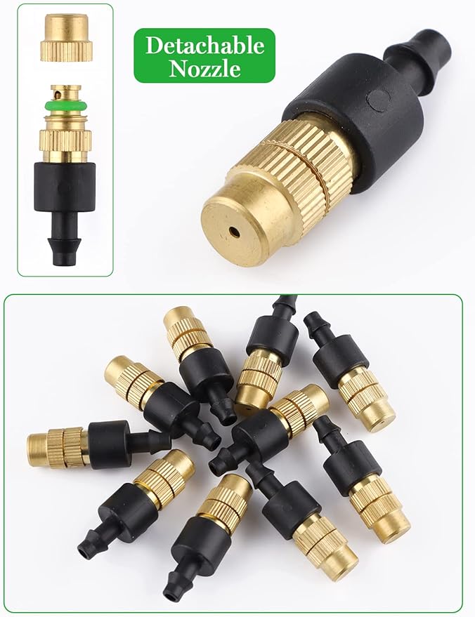 30PCS Adjustable Copper Atomizing Nozzle Kalolary Drip Irrigation Sprayer 4/7mm Atomizing Micro Sprinkler Garden Cooling Irrigation Equipment for Lawn Vegetables Greenhouse (Short)