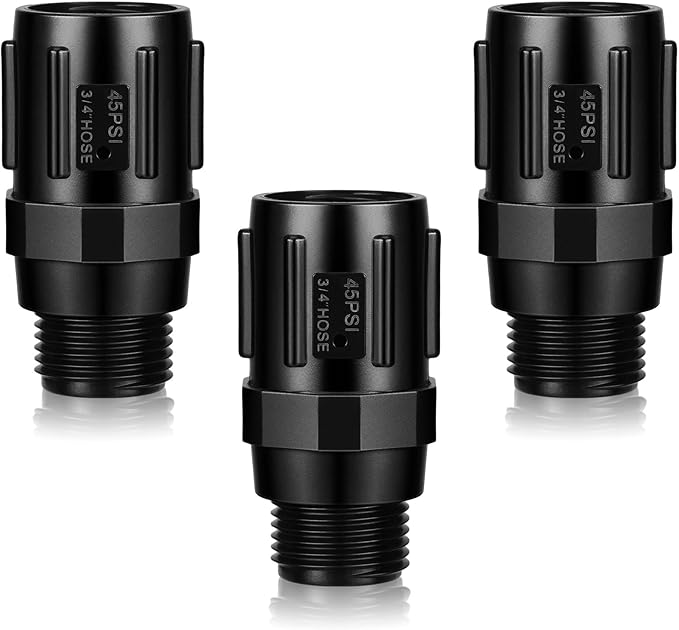 Tondiamo 3 Pcs Drip Irrigation Pressure Regulator, 3/4" Female Hose Thread x 3/4" Male Hose Thread for Drip Irrigation System Irrigation Pressure Reducer Low Flow Valve(45 PSI)