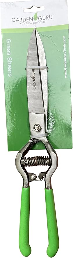 GARDEN GURU Hand Grass Clipper Scissors – Classic Forged Steel Grass Shears Pruners – Comfort Grip Handles – Perfect for Hand Edging Lawn, Trimming Shrubs & Flowers, Gardening, Landscaping (4 Pack)