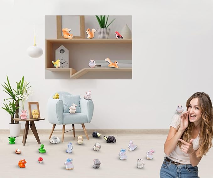 Tiny Resin Animals to Hide Mini Resin Animals 30 PCS Figurines for Miniature Garden, Fairy Garden, Succulents Plants Ornaments, Party Favors (30)