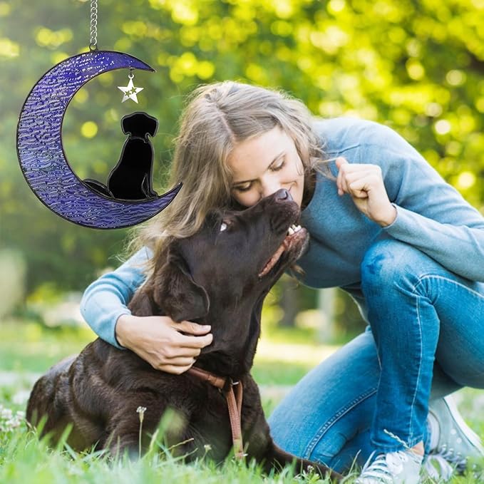 Dog Memorial Gifts for Loss of Dog,Stained Glass Window Hanging Dog Suncatcher Sympathy Gift,Dog Bereavement Gifts,Pet Loss Gifts,in Memory of Dog Passing Away Gifts