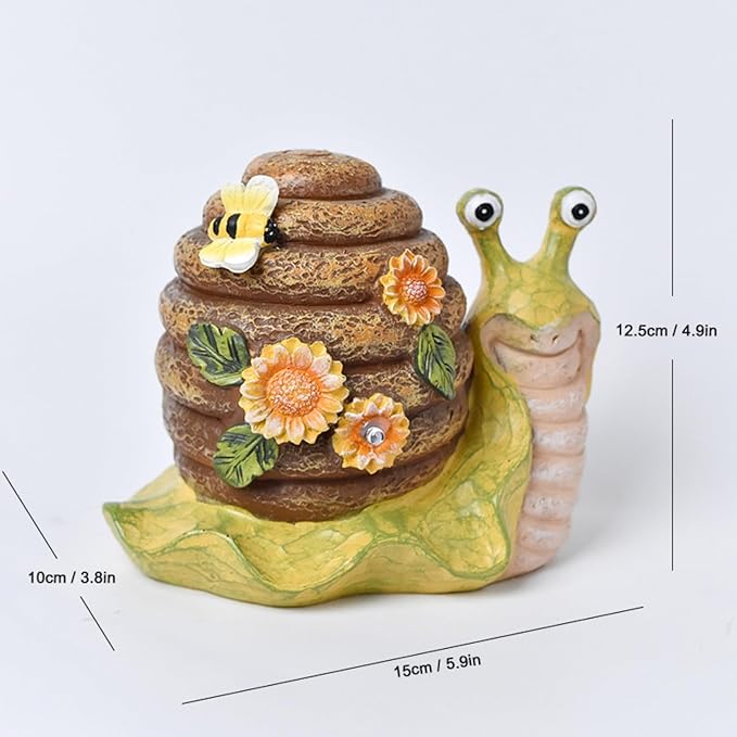 Solar Garden Outdoor Decor Snail Figurine with Lights, Outside - Ideal Outdoor Decorations for Yard, Lawn & Pathway Walkway Ornaments Clearance Housewarming Gifts for Mom Grandma Birthday (Yellow)