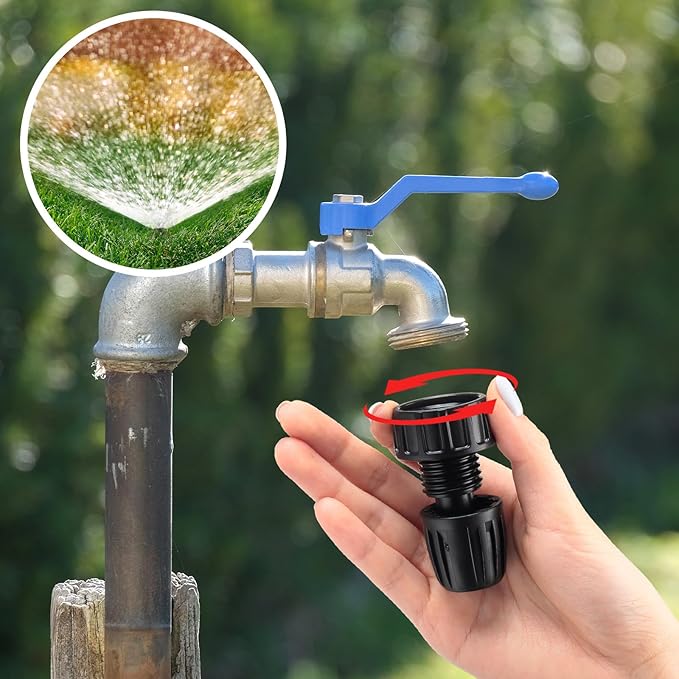 12 Pcs 1/2 Inch Garden Hose Adapter 3/4" to 1/2" Drip Irrigation Tubing Faucet Adapter Drip Irrigation Parts Faucet to Hose Adapter for Garden 3/4 Inch Faucet Connector (Black, Green)