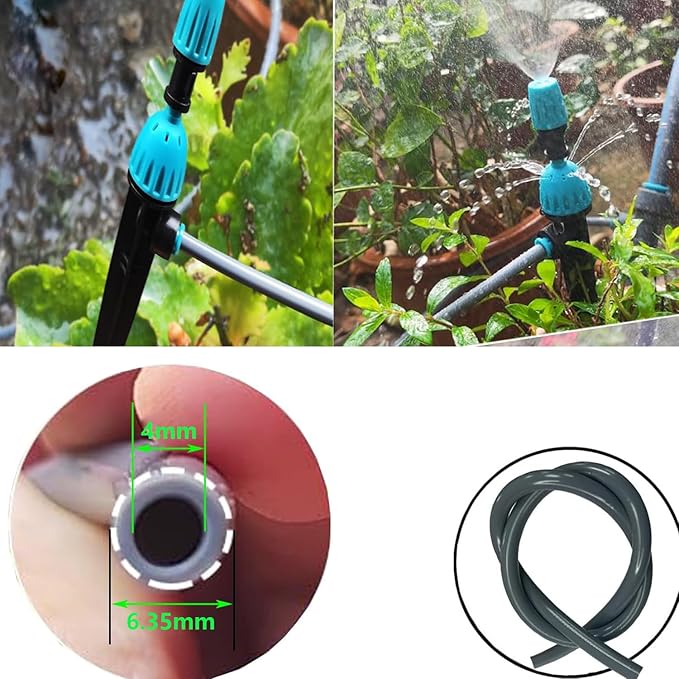 1/4 Inch Drip Hose,50 Foot Gray Drip Hose,for DIY Garden Irrigation Systems,Hydroponics,Spray Hose,Drip Emitter,or as a Blank Distribution Tube for any Garden Project (15 m)