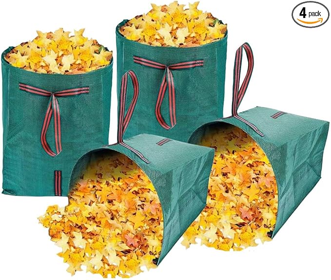 Leaf Collector Bags,Collapsible Yard Waste Bag 4-Pack,Large Yard Dustpan-Type Garden Bag,Reuseable Lawn and Leaf Bags,40 Gallons Garden Bags for Leaves Lawn Grass Clippings Parties,Laundry,Camping