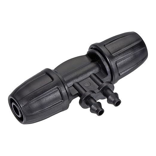 MECCANIXITY Drip Irrigation Barbed Tee 4-Way Fitting 8mm to 4mm ID Tubing for Garden Drip Tape Tubing Sprinkler System Black Pack of 10