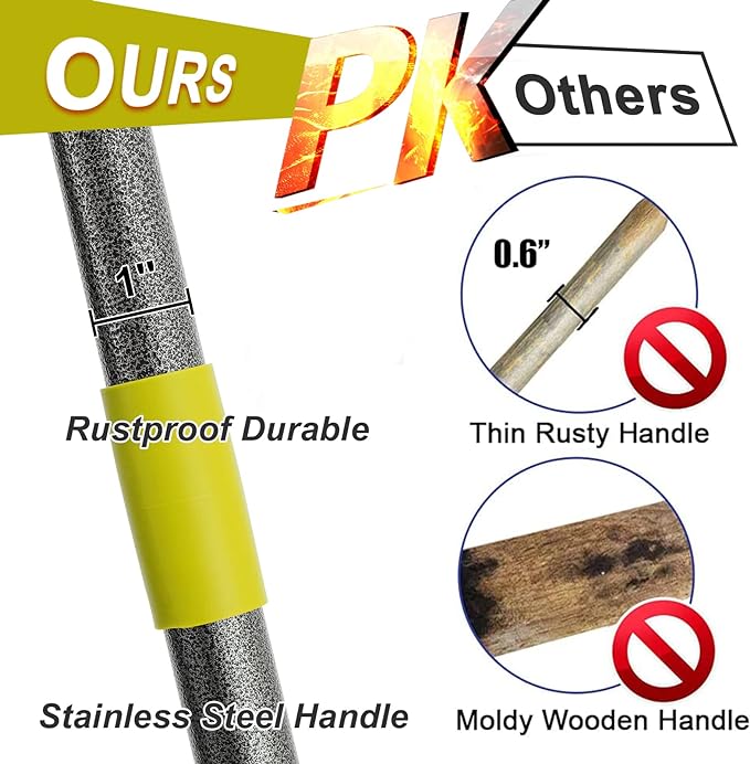 Lawn Leveling Rake, 6 FT Adjustable Long Handle Level Lawn Rake, Black Heavy Duty Level Lawn & 1 Inch Diameter Stainless Steel Handle Lawn Leveler Rake, Lawn Leveler Tool for Soil Grass Golf Field