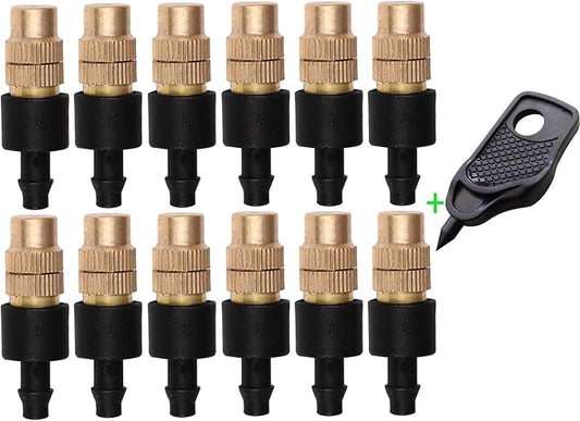 Mini Skater 12 set New copper adjustable spray nozzle spray atomization copper capillary effect take 47 factory Adjustable Irrigation Drippers Sprinklers Emitter Drip System on 1/4" Barb
