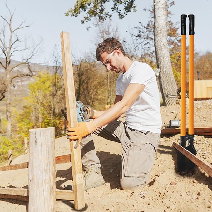 Post Hole Digger Tool, Heavy Duty Post Hole Digger with Fiberglass Handle, 58 Inches