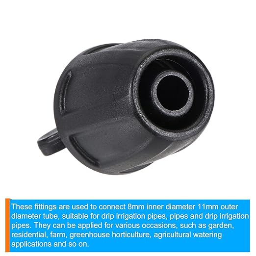 MECCANIXITY Drip Irrigation End Cap Barbed Fitting 8mm/11mm Tubing for Garden Drip Tape Tubing Sprinkler System Black Pack of 20