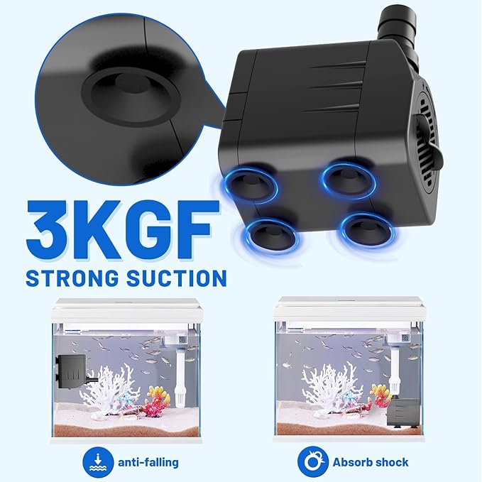 400GPH Submersible Water Pump(1500L/H,25W),Ultra Quiet Fountain Pump with 6.5ft High Lift, Pond Pump for Fish Tank, Pond, Aquarium, Statuary, Hydroponics.