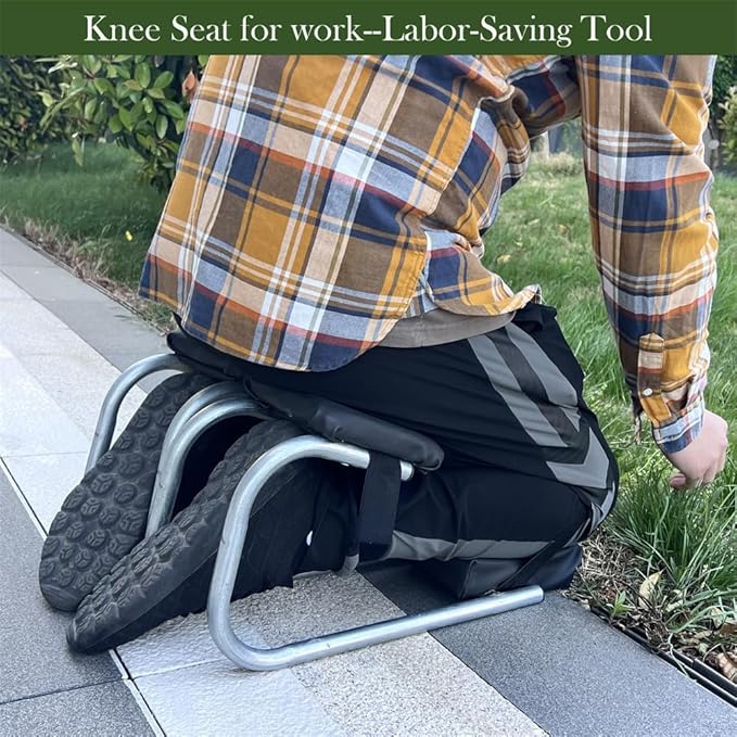 New Knee Seat for Gardening, Protecting Knees, Labor-Saving Tools for Farm Work, Strap on Kneeling Device for Garden (2PC-Silver)