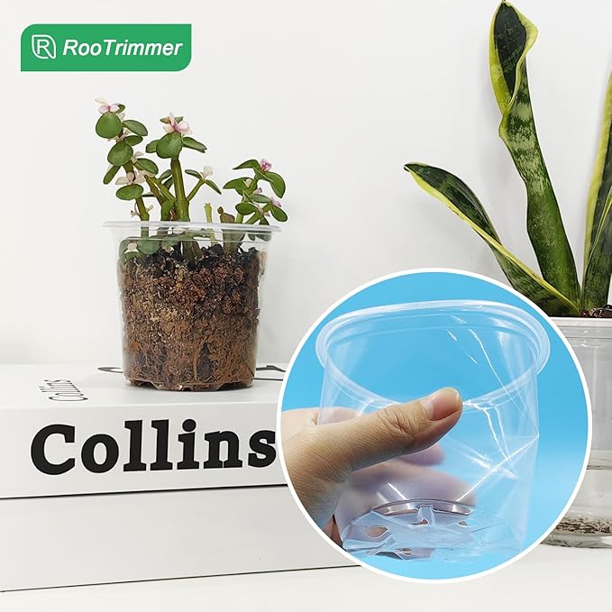 4" Clear Seeding Pots 50-Pack Round for Seeds Starting, Seeds Germination Transparent Nursery Pots with Drainage Holes (4Inch,Clear,50Pcs)