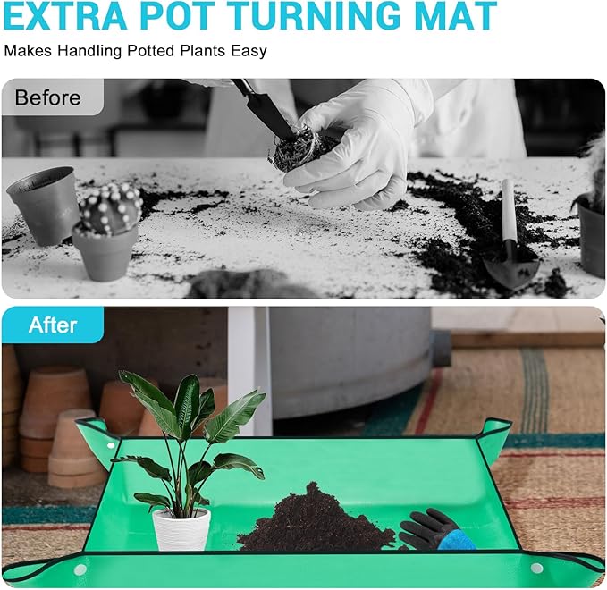 Garden Tool Set with Non Slip Rubber Grip,11 Piece Stainless Steel Gardening Tool Sets,Heavy Duty Outdoor Hand Tools Kit,Durable Tote Bag,Repotting mat,Uprooting Weeding Tool,Ideal Gifts for Women Men