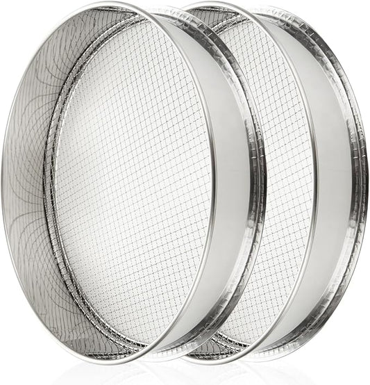 2 Pack 12" Soil Sifter 1/4" Rock Dirt Sifter Sand Sifter Stainsteel Steel Compost Sifter Soil Sifter Sieve for Gardening (6mm)