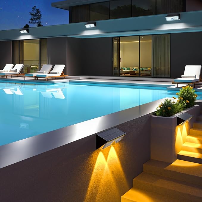 JSOT Solar Motion Lights Outdoor, 4 Modes Motion Sensor Lights Outdoor Waterproof IP65, 38LED Bright Wall Security Lighting for Outside Garage Garden Fence - Cool White 6Pack