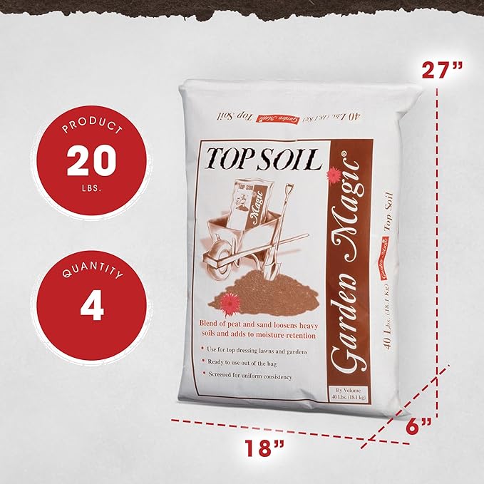 40 Pound Bag of Indoor and Outdoor Organic Planting and Potting Topsoil Mix with Perlite and Peat Mix for Gardening, 4 Pack