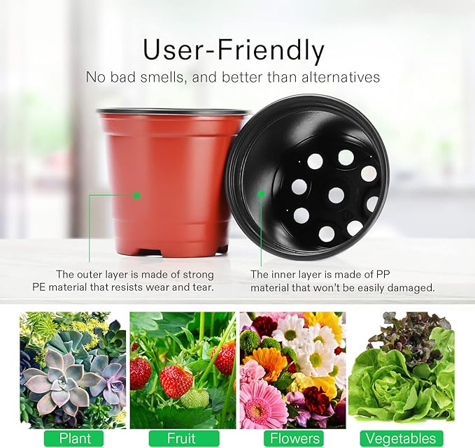 VIVOSUN 50 Pcs 6 Inch Plastic Plant Nursery Pots, Seed Starting Pot, Flower Plant Container for Seedlings, Cuttings, Transplanting