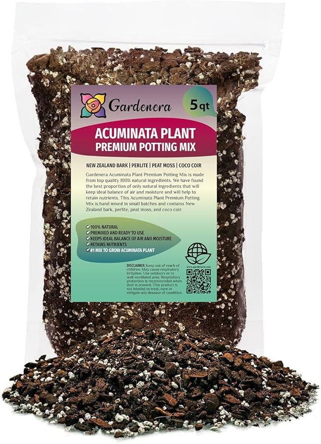 Premium Monstera Acuminata Potting Mix - Retains Moisture and Promotes Healthy Root Growth by Gardenera - 5 Quart
