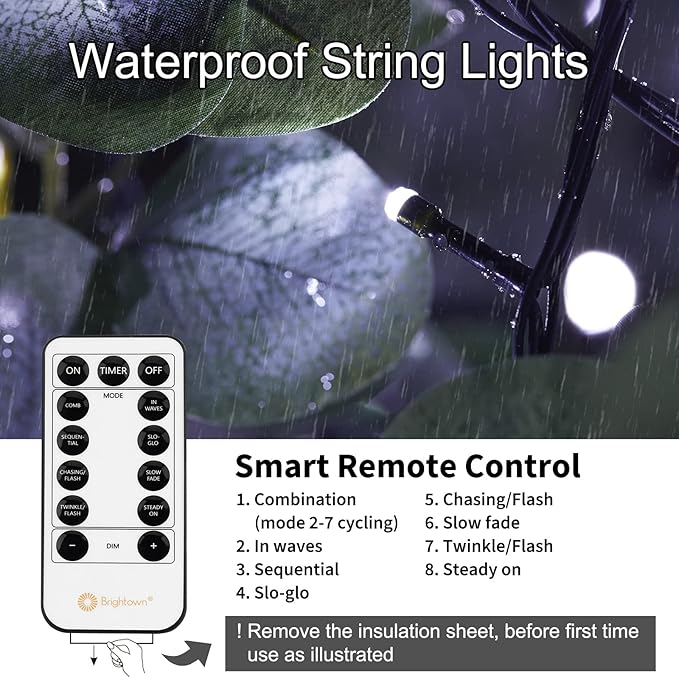 Christmas Tree Lights Outdoor, 168Ft 600 LED Twinkle Fairy Lights String Lights with 8 Light Modes for Christmas LED Garland Wreath Wedding Indoor Holiday Decorations with Dark Green Wire, Cool White